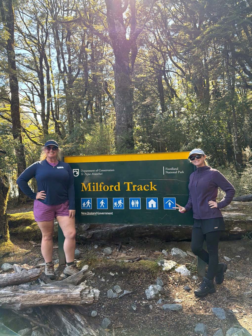 Jenny and Nicola at the start of the Milford Track