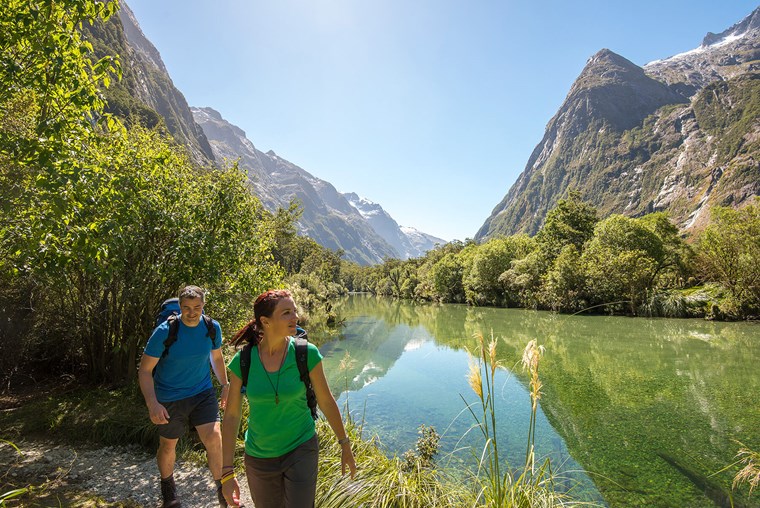 Looking down the Clinton River - Milford Track guided walk