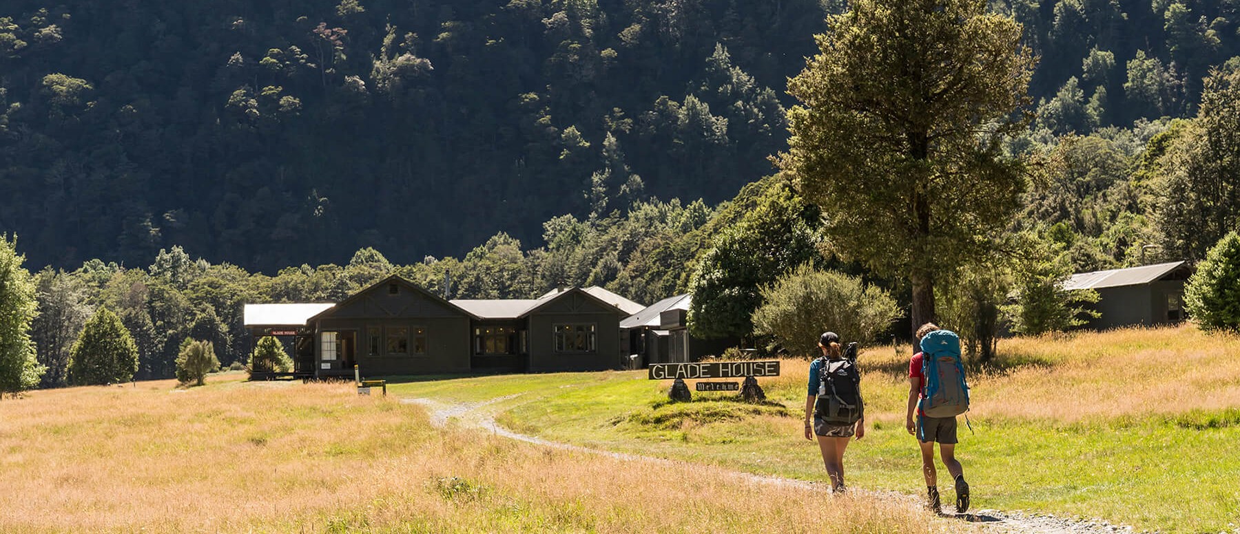 Arriving at Glade House on the Milford Track guided walk