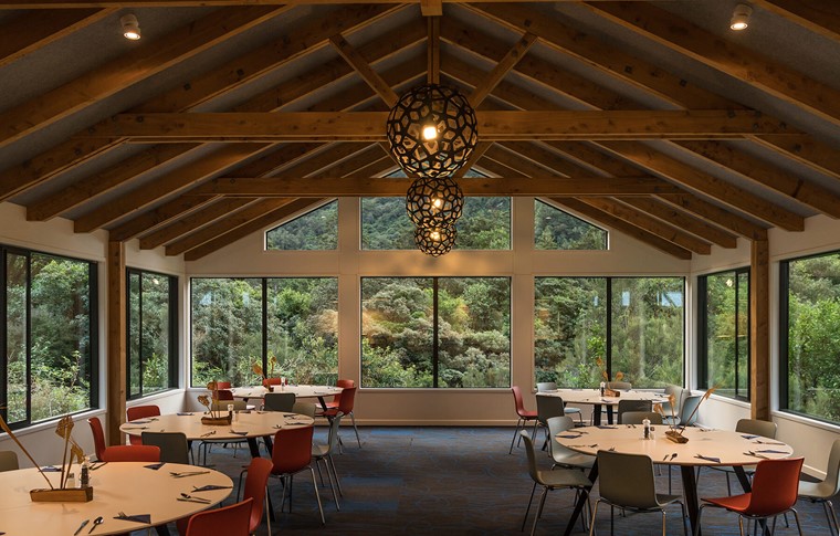 Dining room at Quintin Lodge on the Milford Track guided walk
